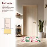 Ultra Soft Area Rug, Non Slip, Stain Resistant, Washable Area Rugs for Living Room, Bedroom, Lively Garden-Inspired Color Palette(White)
