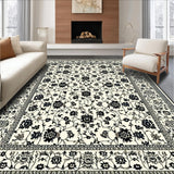 Ultra Soft Area Rug, Non Slip, Stain Resistant, Washable Area Rugs for Living Room, Bedroom, Trendy Area with Bold Black Floral Design and Subtle Beige Hues(Beige)