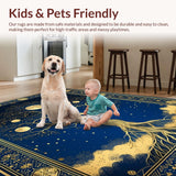 Ultra Soft Area Rug, Non Slip, Stain Resistant, Washable Area Rugs for Living Room, Bedroom, Transitional Mystic Symbolism Style(Blue)