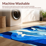Ultra Soft Area Rug, Non Slip, Stain Resistant, Washable Area Rugs for Living Room, Bedroom, Charming Coastal Animal Illustration(Blue)
