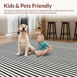 Ultra Soft Area Rug, Non Slip, Stain Resistant, Washable Area Rugs for Living Room, Bedroom, Contemporary Black and White Striped Area Chic Home Decor(Black)
