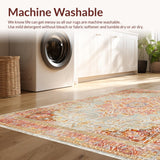 Ultra Soft Area Rug, Non Slip, Stain Resistant, Washable Area Rugs for Living Room, Bedroom, Classic Medallion Rug in Apricot and Rust(Gray)