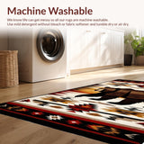 Ultra Soft Area Rug, Non Slip, Stain Resistant, Washable Area Rugs for Living Room, Bedroom, Vibrant Ethnic Geometric Print(Brown)