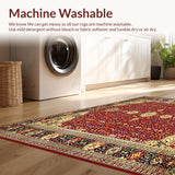 Ultra Soft Area Rug, Non Slip, Stain Resistant, Washable Area Rugs for Living Room, Bedroom, Vintage Spiced Medallion Area(Red)