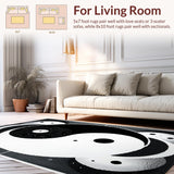 Ultra Soft Area Rug, Non Slip, Stain Resistant, Washable Area Rugs for Living Room, Bedroom, Black and White Minimalist Yoga Room Floor Rug(Black)