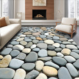 Ultra Soft Area Rug, Non Slip, Stain Resistant, Washable Area Rugs for Living Room, Bedroom, Trendy Bathroom Stone with Grey and Beige Pebble Design(Gray)