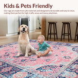 Ultra Soft Area Rug, Non Slip, Stain Resistant, Washable Area Rugs for Living Room, Bedroom, Cozy Lattice Patterned Visuals(Pink)