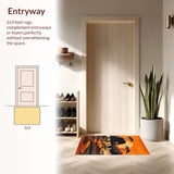 Ultra Soft Area Rug, Non Slip, Stain Resistant, Washable Area Rugs for Living Room, Bedroom, Contemporary Wildlife Themed Aesthetic(Orange)
