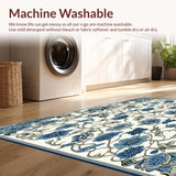 Beige & Blue Eden Crafted Botanical Area(White)