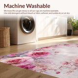 Ultra Soft Area Rug, Non Slip, Stain Resistant, Washable Area Rugs for Living Room, Bedroom, Rose Blossom Dreamscape Rug Featuring Mauve Petal Motifs and Gentle Pink Tones(Pink)