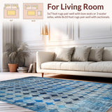 Ultra Soft Area Rug, Non Slip, Stain Resistant, Washable Area Rugs for Living Room, Bedroom, Artistic Bow Carpet(Blue)