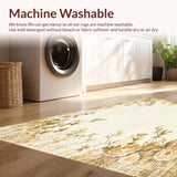 Ultra Soft Area Rug, Non Slip, Stain Resistant, Washable Area Rugs for Living Room, Bedroom, Farmhouse Beige Area Vintage Floral Throw(Beige)