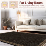 Ultra Soft Area Rug, Non Slip, Stain Resistant, Washable Area Rugs for Living Room, Bedroom, Earthy Toned Country Aesthetic(Black)