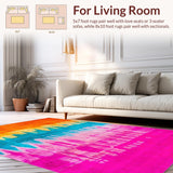 Ultra Soft Area Rug, Non Slip, Stain Resistant, Washable Area Rugs for Living Room, Bedroom, Joyful Eclectic Circular Shapes Theme(Orange)