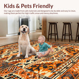 Ultra Soft Area Rug, Non Slip, Stain Resistant, Washable Area Rugs for Living Room, Bedroom, Rustic Warm Earth Tone Patterns(Orange)