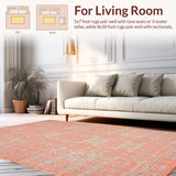 Ultra Soft Area Rug, Non Slip, Stain Resistant, Washable Area Rugs for Living Room, Bedroom, Chic Minimalist Ogee Pattern(Orange)