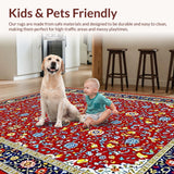 Ultra Soft Area Rug, Non Slip, Stain Resistant, Washable Area Rugs for Living Room, Bedroom, Playful Lattice Pattern with Flair(Red)