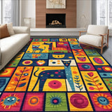 Ultra Soft Area Rug, Non Slip, Stain Resistant, Washable Area Rugs for Living Room, Bedroom, Educational Play Mat Colorful Shapes & Animals Area Rug(Blue)