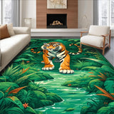 Ultra Soft Area Rug, Non Slip, Stain Resistant, Washable Area Rugs for Living Room, Bedroom, Playful Contemporary Animal Aesthetic(Green)