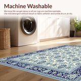 Ultra Soft Area Rug, Non Slip, Stain Resistant, Washable Area Rugs for Living Room, Bedroom, Tranquil Light Grey Botanical Design(White)