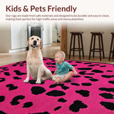 Ultra Soft Area Rug, Non Slip, Stain Resistant, Washable Area Rugs for Living Room, Bedroom, Chic Pink Animal Print Fusion(Pink)