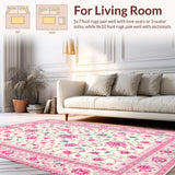 Ultra Soft Area Rug, Non Slip, Stain Resistant, Washable Area Rugs for Living Room, Bedroom, Delicate Floral Silhouette Display(White)