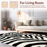 Ultra Soft Area Rug, Non Slip, Stain Resistant, Washable Area Rugs for Living Room, Bedroom, Black White Zebra Print Farmhouse Laundry Rug(Black)