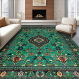 Ultra Soft Area Rug, Non Slip, Stain Resistant, Washable Area Rugs for Living Room, Bedroom, Elegant Distressed Floral Arrangement(Green)