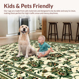 Ultra Soft Area Rug, Non Slip, Stain Resistant, Washable Area Rugs for Living Room, Bedroom, Vintage Floral Dining Room Non Slip Carpet(Beige)