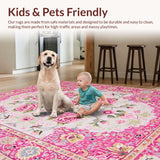 Ultra Soft Area Rug, Non Slip, Stain Resistant, Washable Area Rugs for Living Room, Bedroom, Soft Pink Vintage Aesthetic(Pink)