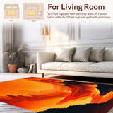 Ultra Soft Area Rug, Non Slip, Stain Resistant, Washable Area Rugs for Living Room, Bedroom, Vivid Abstract Lava Aesthetic(Orange)
