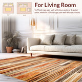 Ultra Soft Area Rug, Non Slip, Stain Resistant, Washable Area Rugs for Living Room, Bedroom, Cozy Earthy Geometric Pattern(Orange)