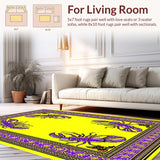 Ultra Soft Area Rug, Non Slip, Stain Resistant, Washable Area Rugs for Living Room, Bedroom, Charming Coastal Mardi Gras Vibe(Yellow)