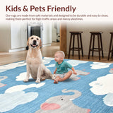 Ultra Soft Area Rug, Non Slip, Stain Resistant, Washable Area Rugs for Living Room, Bedroom, Adorable Child-Friendly Animal Patterns(Blue)