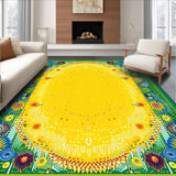 Ultra Soft Area Rug, Non Slip, Stain Resistant, Washable Area Rugs for Living Room, Bedroom, Vibrant Abstract Sunshine Motif(Yellow)
