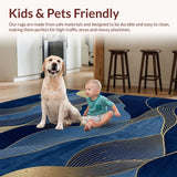 Ultra Soft Area Rug, Non Slip, Stain Resistant, Washable Area Rugs for Living Room, Bedroom, Rustic Soft Organic Forms(Blue)