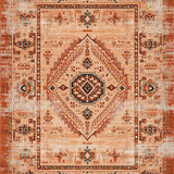 Ultra Soft Area Rug, Non Slip, Stain Resistant, Washable Area Rugs for Living Room, Bedroom, Elegant Tribal Geometric Arrangement(Orange)