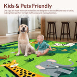 Ultra Soft Area Rug, Non Slip, Stain Resistant, Washable Area Rugs for Living Room, Bedroom, Educational Animal Artful Arrangement(Green)