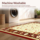 Ultra Soft Area Rug, Non Slip, Stain Resistant, Washable Area Rugs for Living Room, Bedroom, Symmetrical Floral(Beige)