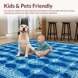 Ultra Soft Area Rug, Non Slip, Stain Resistant, Washable Area Rugs for Living Room, Bedroom, Whimsical Blue Bow Pattern Rug for Fun and Stylish Decor(Blue)