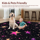 Ultra Soft Area Rug, Non Slip, Stain Resistant, Washable Area Rugs for Living Room, Bedroom, Energetic Rainbow Starry Arrangement(Black)