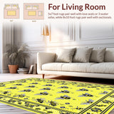 Ultra Soft Area Rug, Non Slip, Stain Resistant, Washable Area Rugs for Living Room, Bedroom, Quirky Garden-Inspired Art Piece(Yellow)