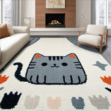 Ultra Soft Area Rug, Non Slip, Stain Resistant, Washable Area Rugs for Living Room, Bedroom, Trendy Monochrome Feline Artistry(Beige)