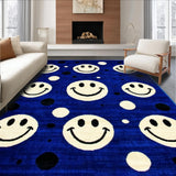 Ultra Soft Area Rug, Non Slip, Stain Resistant, Washable Area Rugs for Living Room, Bedroom, Vibrant Round Funky Art(Blue)