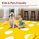Ultra Soft Area Rug, Non Slip, Stain Resistant, Washable Area Rugs for Living Room, Bedroom, Lively Abstract Expressionist Touch(Yellow)