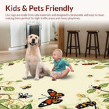 Ultra Soft Area Rug, Non Slip, Stain Resistant, Washable Area Rugs for Living Room, Bedroom, Artistic Abstract Insect Imagery(Beige)