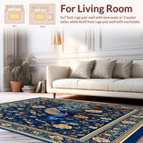 Ultra Soft Area Rug, Non Slip, Stain Resistant, Washable Area Rugs for Living Room, Bedroom, Elegant Peacock Plumage Rug(Blue)