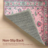 Ultra Soft Area Rug, Non Slip, Stain Resistant, Washable Area Rugs for Living Room, Bedroom, Whimsical Soft Blooming Motif(Pink)