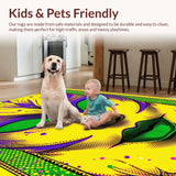 Ultra Soft Area Rug, Non Slip, Stain Resistant, Washable Area Rugs for Living Room, Bedroom, Elegant Purple and Green Fusion(Yellow)
