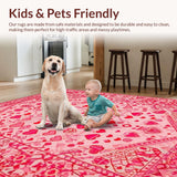 Ultra Soft Area Rug, Non Slip, Stain Resistant, Washable Area Rugs for Living Room, Bedroom, Joyful Seasonal Love Symbolism(Pink)
